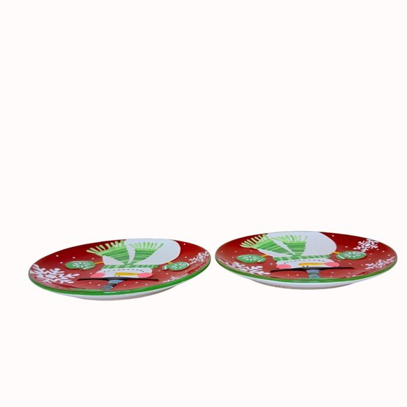 Pier 1 Imports Jolly Holiday Snowman Collection Dessert Plate Set of 2 Christmas - Picture 7 of 16